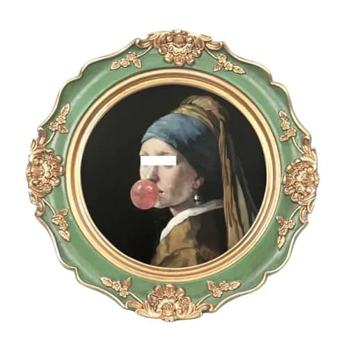 WINPLUS+ Vintage Round Picture Frame 4x4 Inch (10.16x10.16 cm) | Hand-Carved Resin with Real Glass Front thumbnail 1