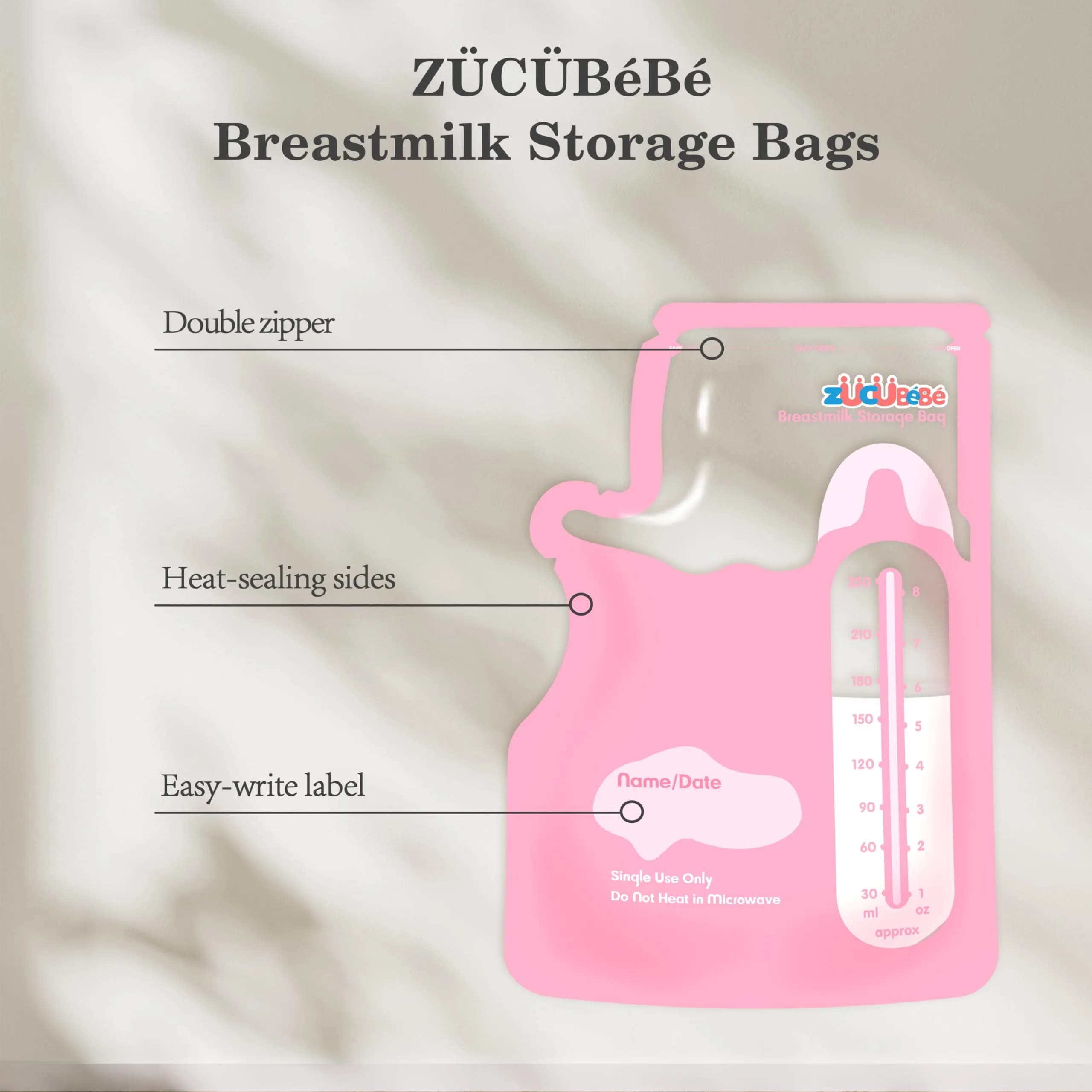 ZÜCÜBéBé Breastmilk Storage Bags (300 Count, 8oz) | BPA-Free with Easy Pour Spout - view 2