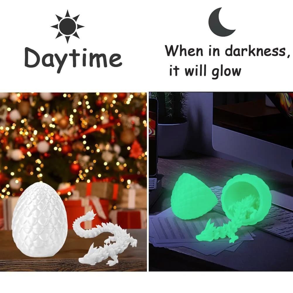 TBOLINE 3D Printed Dragon Egg with 12" Articulated Crystal Dragon Toy | Non-Toxic & BPA-Free for Kids Ages 3-12 - view 2