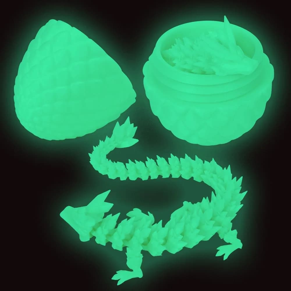 TBOLINE 3D Printed Dragon Egg with 12" Articulated Crystal Dragon Toy | Non-Toxic & BPA-Free for Kids Ages 3-12 - view 3