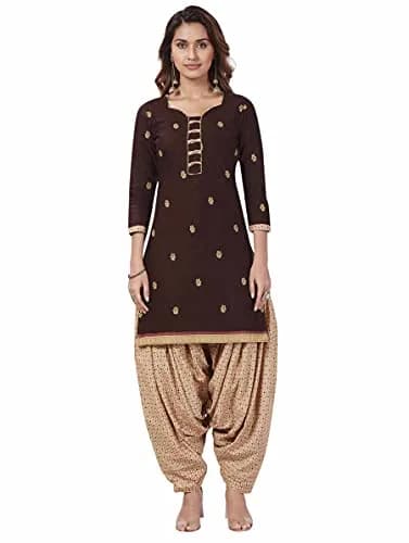 Miraan Printed Cotton Salwar Suit Set for Women - Brown, Medium | 100% Pure Cotton Fabric thumbnail 4