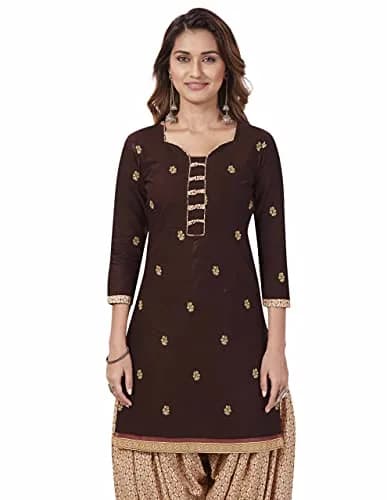 Miraan Printed Cotton Salwar Suit Set for Women - Brown, Medium | 100% Pure Cotton Fabric thumbnail 5