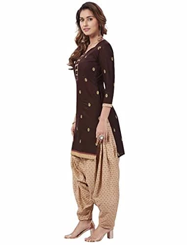 Miraan Printed Cotton Salwar Suit Set for Women - Brown, Medium | 100% Pure Cotton Fabric thumbnail 3