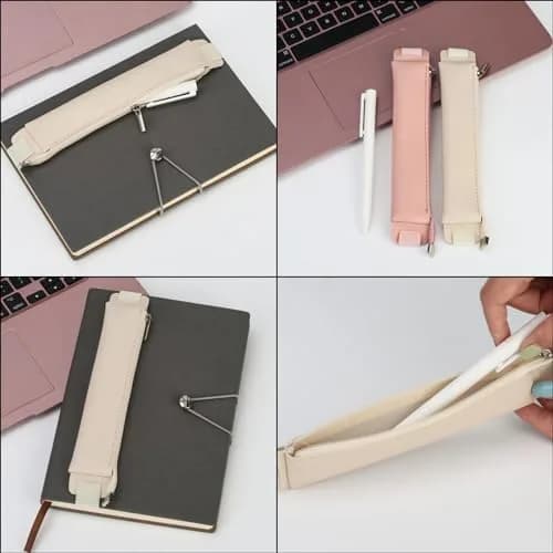 Aswewamt 5 Pcs Elastic Notebook Band Holders PU Leather Adjustable Pen Sleeve Pouch for Notebook Planners Binders Books | Multifunctional & Portable thumbnail 3