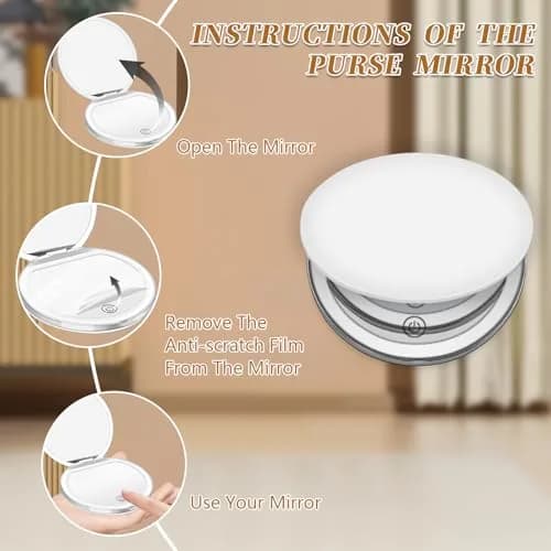 Kakuje White Compact Mirror with Light, 1X/3X Magnification LED Pocket Mirror 7.9cm (3.1") | Illuminated for Perfect Makeup thumbnail 3