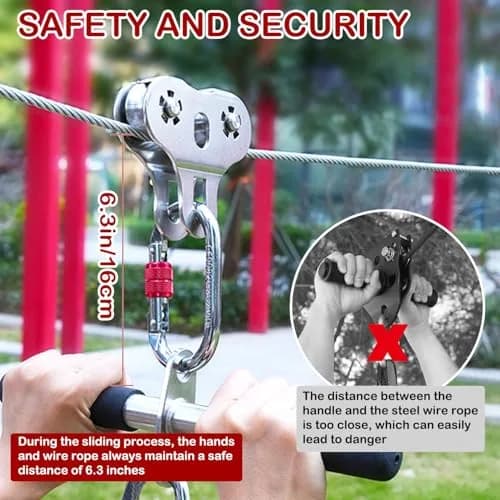 Fologtoo Zipline Pulley with Handle, 304 Stainless Steel Zip Line Trolley | Durable & Safe Outdoor Gear thumbnail 5