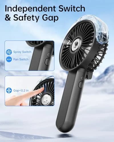 SWEETFULL Portable Misting Fan with Mist Spray, 3 Speeds, 30ml Water Tank, USB Rechargeable | 10.8 cm (4.25 in) Foldable Handheld Fan thumbnail 5