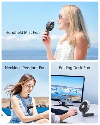 SWEETFULL Portable Misting Fan with Mist Spray, 3 Speeds, 30ml Water Tank, USB Rechargeable | 10.8 cm (4.25 in) Foldable Handheld Fan thumbnail 6