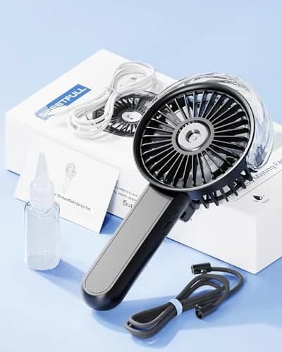 SWEETFULL Portable Misting Fan with Mist Spray, 3 Speeds, 30ml Water Tank, USB Rechargeable | 10.8 cm (4.25 in) Foldable Handheld Fan thumbnail 7