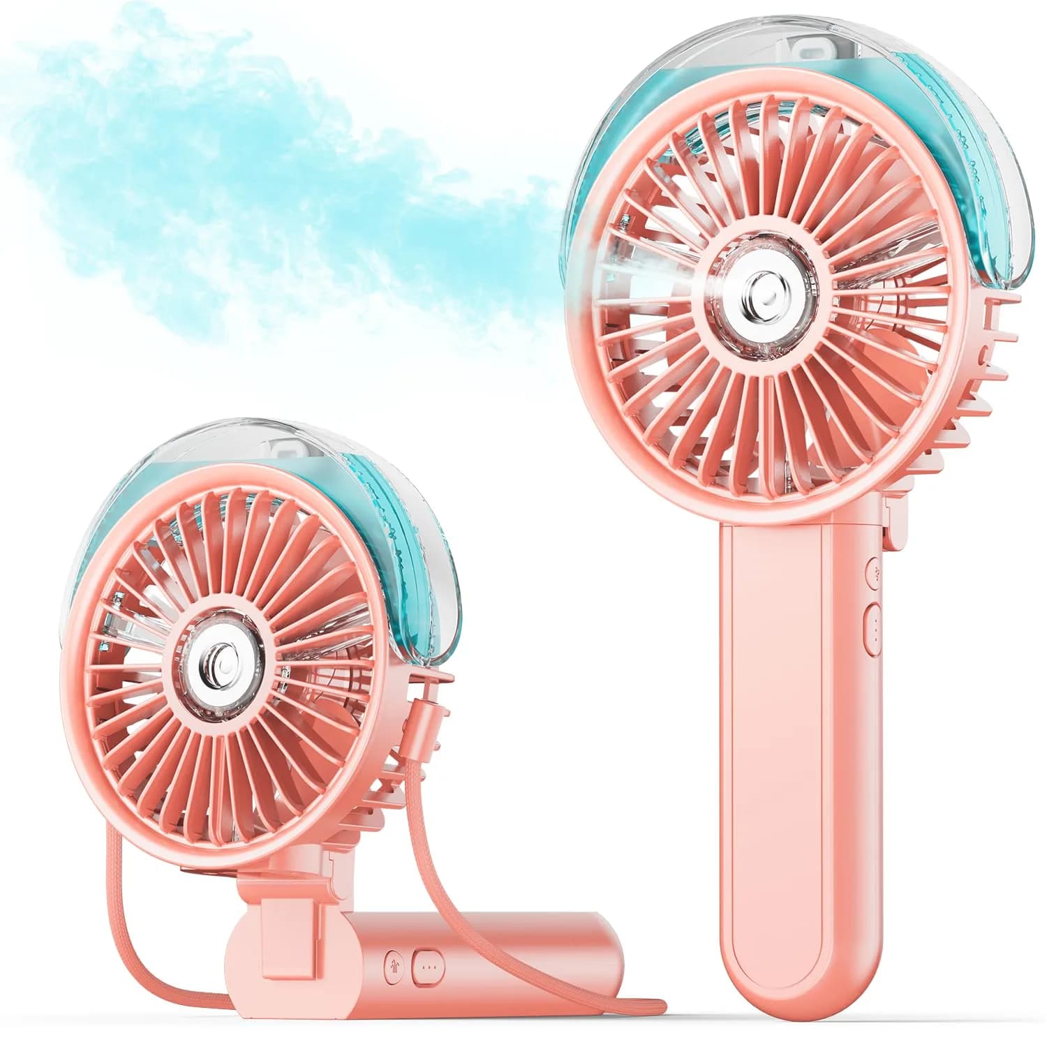 SWEETFULL Portable Misting Fan - 180° Foldable Handheld Personal Fan with Mist Spray, 30ml Tank, USB Rechargeable, 3 Speeds, for Travel & Outdoors - main product image