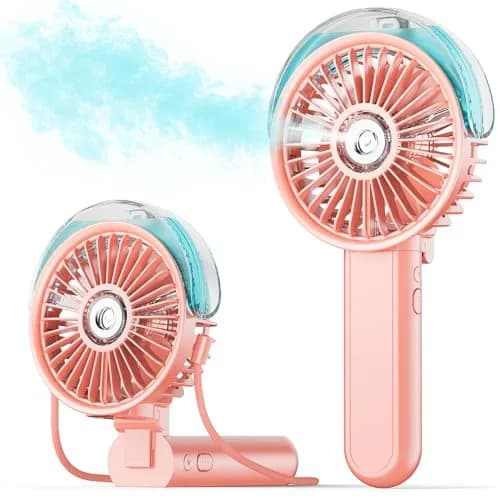 SWEETFULL Portable Misting Fan - 180° Foldable Handheld Personal Fan with Mist Spray, 30ml Tank, USB Rechargeable, 3 Speeds, for Travel & Outdoors thumbnail 1