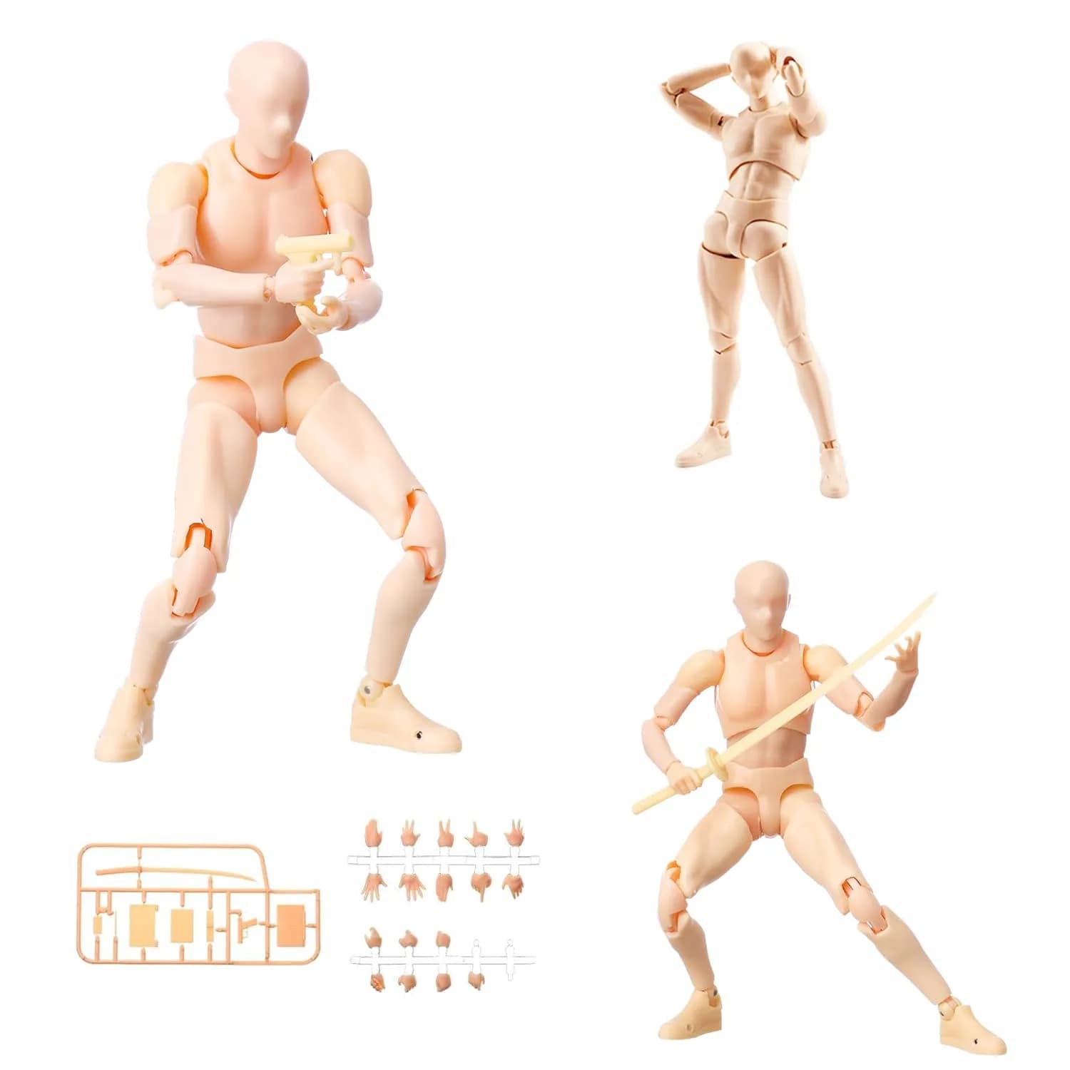 Haniforever Male Artist Mannequin Figure 15cm (6 Inch) | Poseable Drawing Model with Accessories