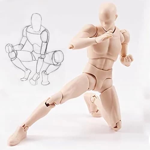 Haniforever Male Artist Mannequin Figure 15cm (6 Inch) | Poseable Drawing Model with Accessories thumbnail 5