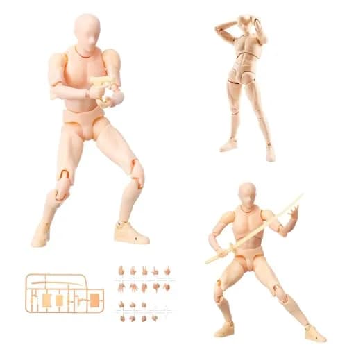 Haniforever Male Artist Mannequin Figure 15cm (6 Inch) | Poseable Drawing Model with Accessories thumbnail 1