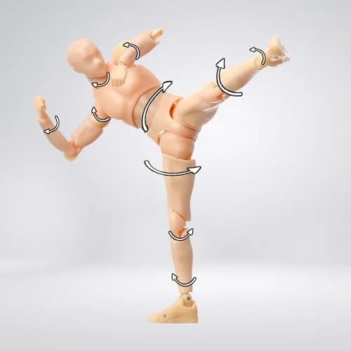 Haniforever Male Artist Mannequin Figure 15cm (6 Inch) | Poseable Drawing Model with Accessories thumbnail 2