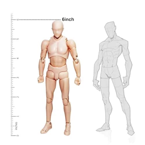 Haniforever Male Artist Mannequin Figure 15cm (6 Inch) | Poseable Drawing Model with Accessories thumbnail 3