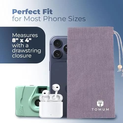 TOMUM EMF Shield Sleeve for Cell Phone | EMF Protection Smartphone Pouch (Grey) | 8" x 4" thumbnail 4
