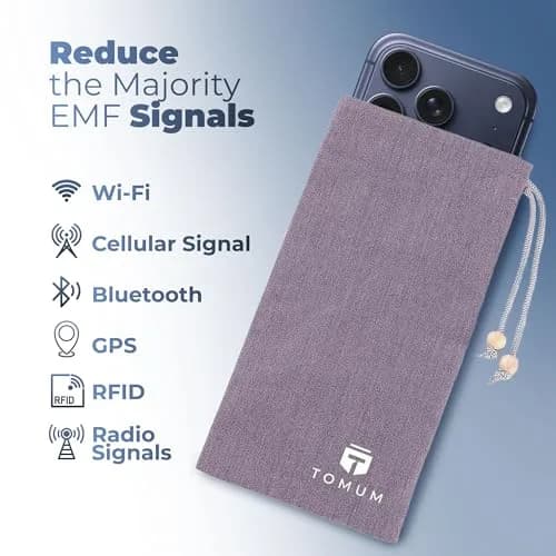 TOMUM EMF Shield Sleeve for Cell Phone | EMF Protection Smartphone Pouch (Grey) | 8" x 4" thumbnail 3