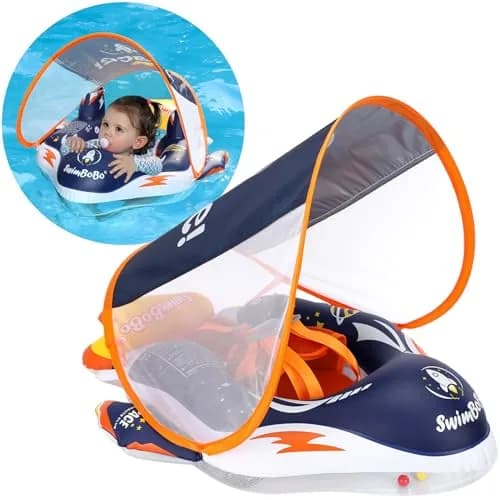 Swimbobo Baby Swimming Float Kids Pool Toys Deep Blue Spaceship L | UPF50+ Sun Canopy thumbnail 1
