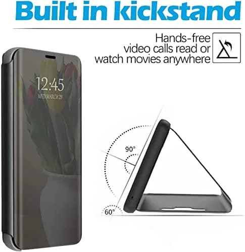 Gxmeuie Clear View Mirror Flip Case for Samsung Galaxy S24 Ultra 5G | Shockproof PU Leather with Kickstand thumbnail 4