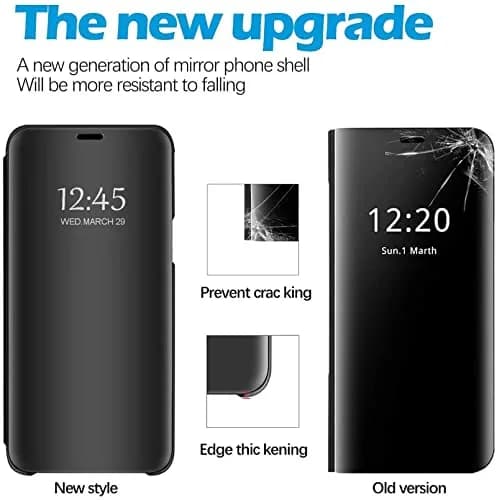 Gxmeuie Clear View Mirror Flip Case for Samsung Galaxy S24 Ultra 5G | Shockproof PU Leather with Kickstand thumbnail 6