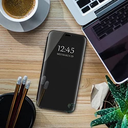Gxmeuie Clear View Mirror Flip Case for Samsung Galaxy S24 Ultra 5G | Shockproof PU Leather with Kickstand thumbnail 7