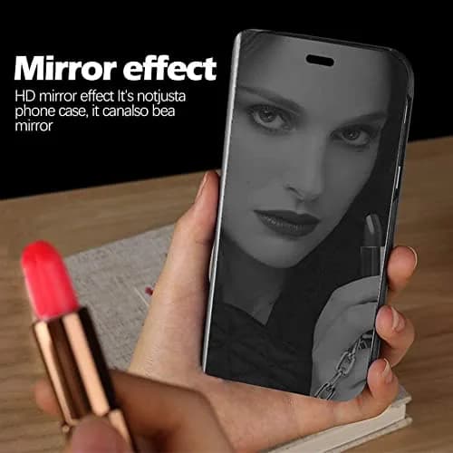 Gxmeuie Clear View Mirror Flip Case for Samsung Galaxy S24 Ultra 5G | Shockproof PU Leather with Kickstand thumbnail 3