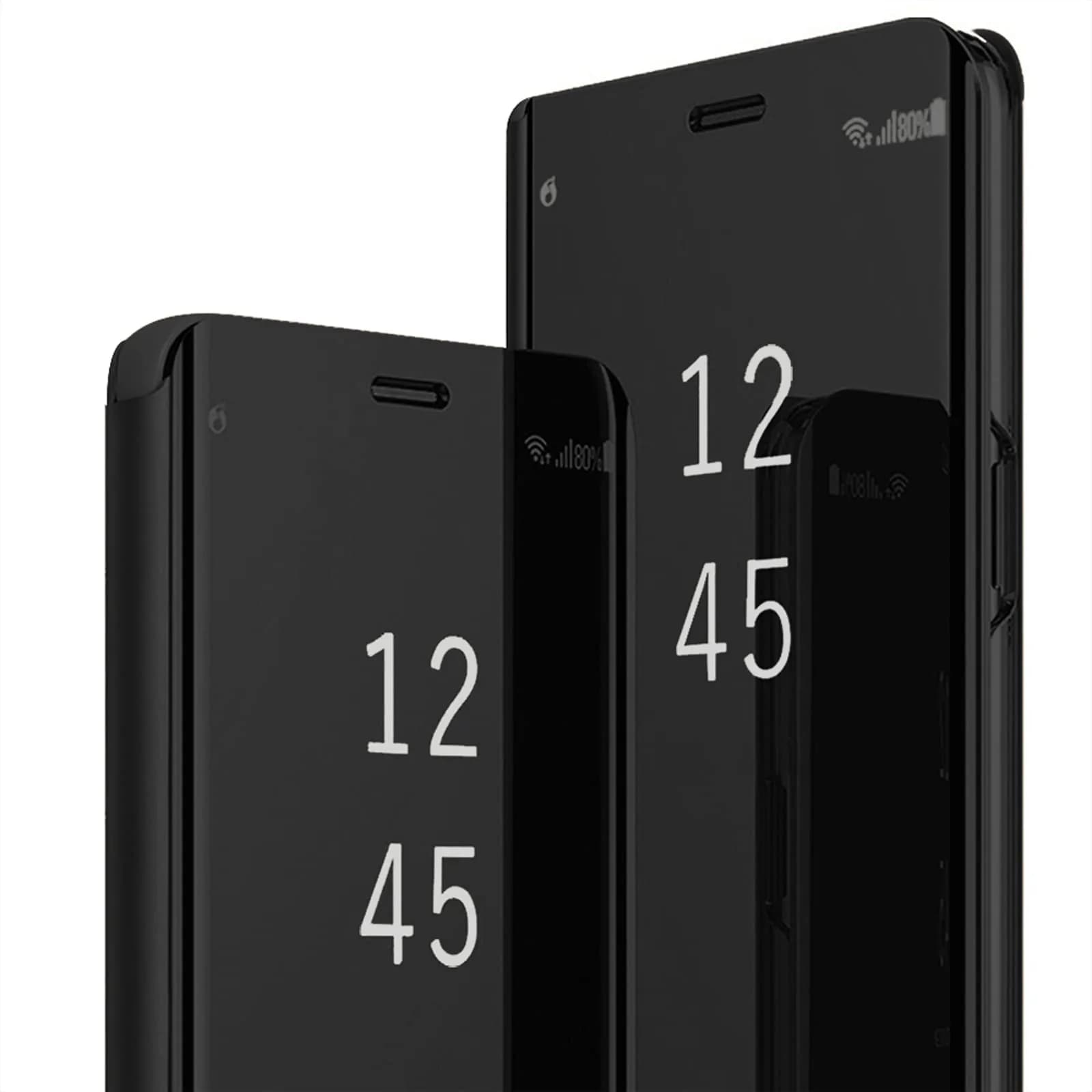 Gxmeuie Clear View Mirror Flip Case for Samsung Galaxy S24 Ultra 5G | Shockproof PU Leather with Kickstand - main product image