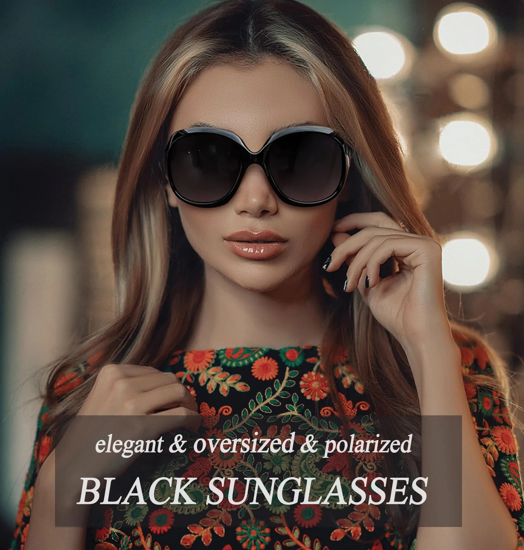 Joopin Oversized D16-Black + Brown Butterfly Sunglasses for Women | Polarized UV400 Protection - view 3
