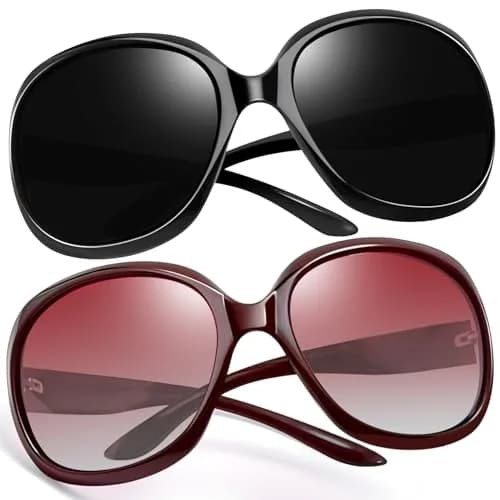 Joopin Oversized Butterfly Sunglasses for Women - D14 Black & Wine Red Frame, Polarized UV400 Protection thumbnail 1