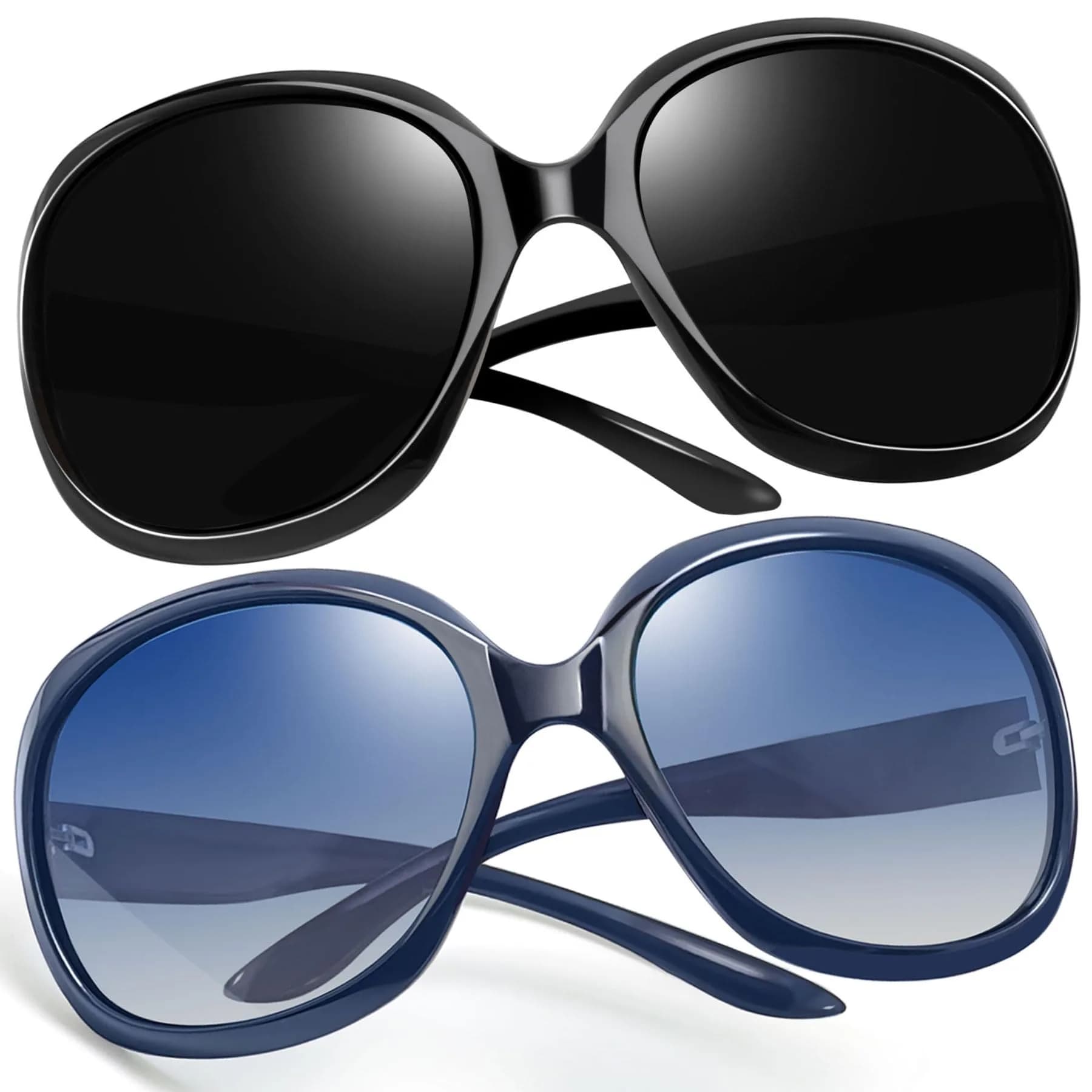 Joopin Oversized Butterfly Sunglasses for Women - D15 Black & Navy Blue Polarized UV400 - main product image