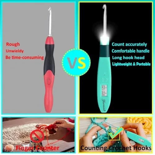 Yarniss 18 Size Lighted Crochet Hooks Set 2.0mm-14.0mm | Interchangeable Hooks with Stitch Counter thumbnail 6