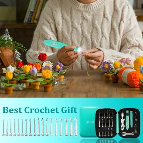 Yarniss 18 Size Lighted Crochet Hooks Set 2.0mm-14.0mm | Interchangeable Hooks with Stitch Counter thumbnail 8