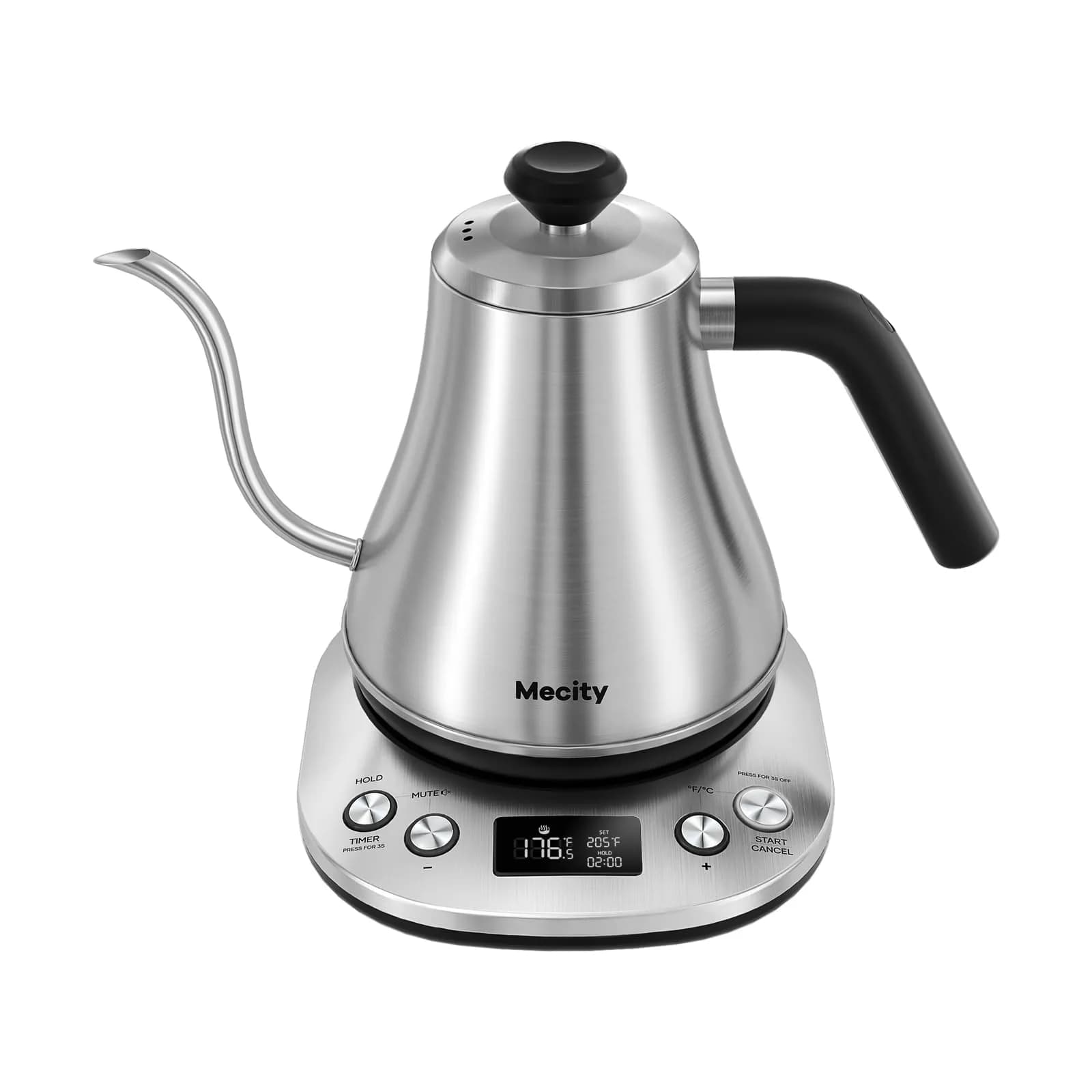 Mecity Electric Gooseneck Kettle With LCD Display Temperature Control 0.8L (0.8 Quarts) | Quick Heating 1200W for Pour Over Coffee & Tea