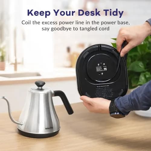 Mecity Electric Gooseneck Kettle With LCD Display Temperature Control 0.8L (0.8 Quarts) | Quick Heating 1200W for Pour Over Coffee & Tea thumbnail 9