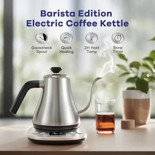 Mecity Electric Gooseneck Kettle With LCD Display Temperature Control 0.8L (0.8 Quarts) | Quick Heating 1200W for Pour Over Coffee & Tea thumbnail 2
