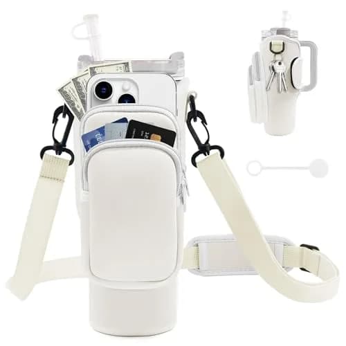 JEBEALUO Water Bottle Carrier Bag with Phone Pocket for Stanley 40 oz Tumbler | Fits Stanley Quencher H2.0 thumbnail 1
