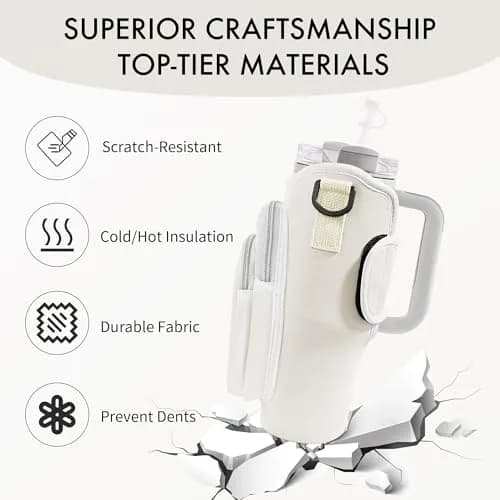 JEBEALUO Water Bottle Carrier Bag with Phone Pocket for Stanley 40 oz Tumbler | Fits Stanley Quencher H2.0 thumbnail 7