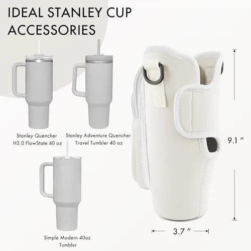 JEBEALUO Water Bottle Carrier Bag with Phone Pocket for Stanley 40 oz Tumbler | Fits Stanley Quencher H2.0 thumbnail 3