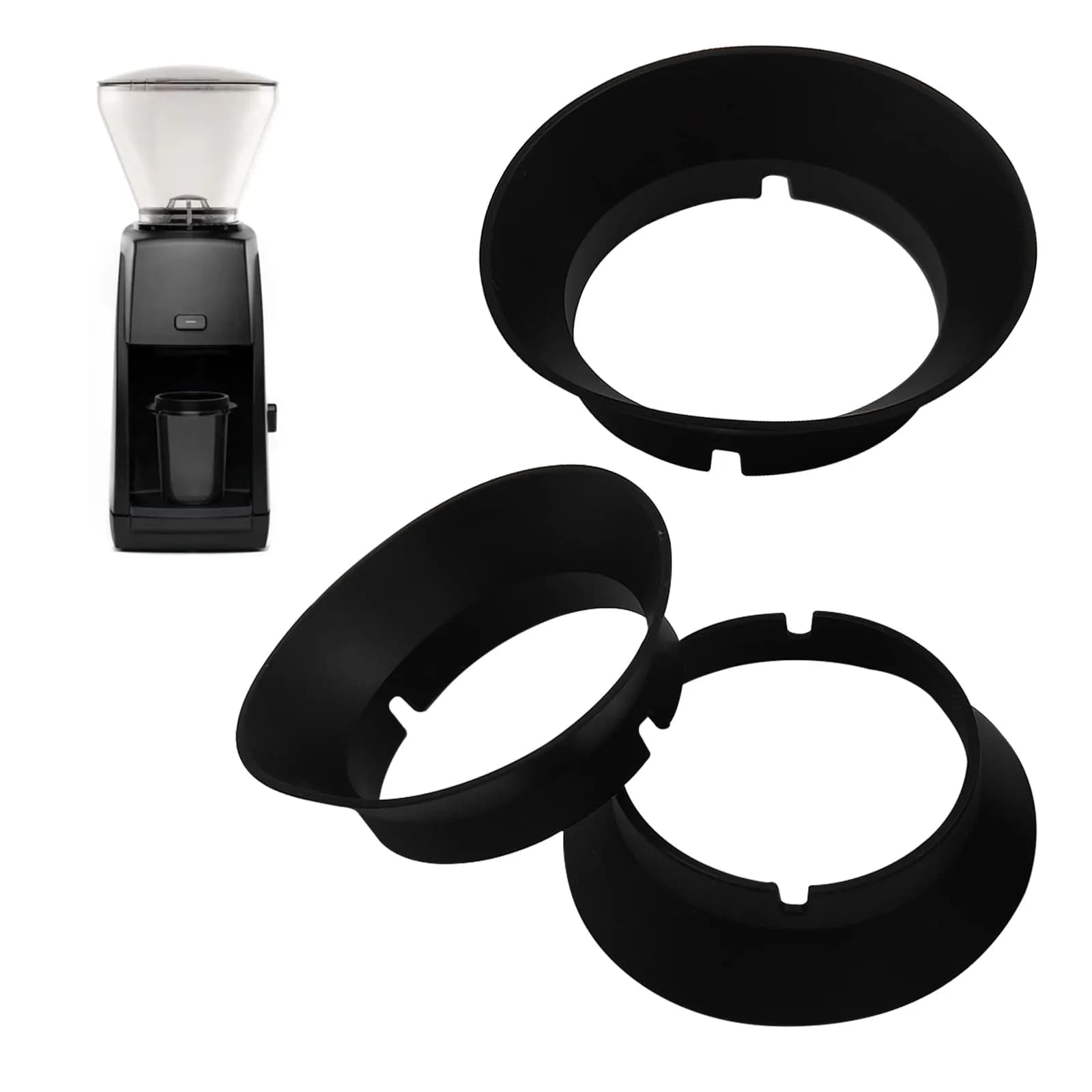 FixlyFido Silicone Gasket Replacement for Baratza Encore & Virtuoso Grinders - 3 Pcs | Prevents Ground Escapes — Black