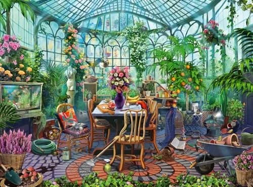 Ravensburger Greenhouse Mornings 500 Piece Jigsaw Puzzle for Adults - Handcrafted Tooling, Made in Germany thumbnail 1