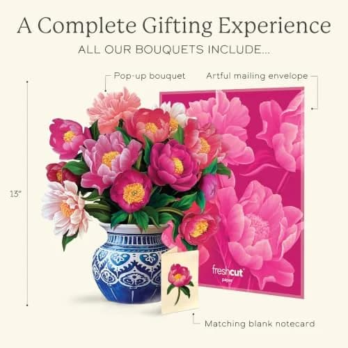 Freshcut Paper Peony Paradise 3D Pop Up Card 30.5cm (12 Inch) Tall | Birthday, Mother's Day, Thank You Gift thumbnail 4