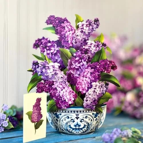 Freshcut Paper Garden Lilacs 3D Pop Up Card 14" x 10.5" | Blooming Art Bouquets thumbnail 6