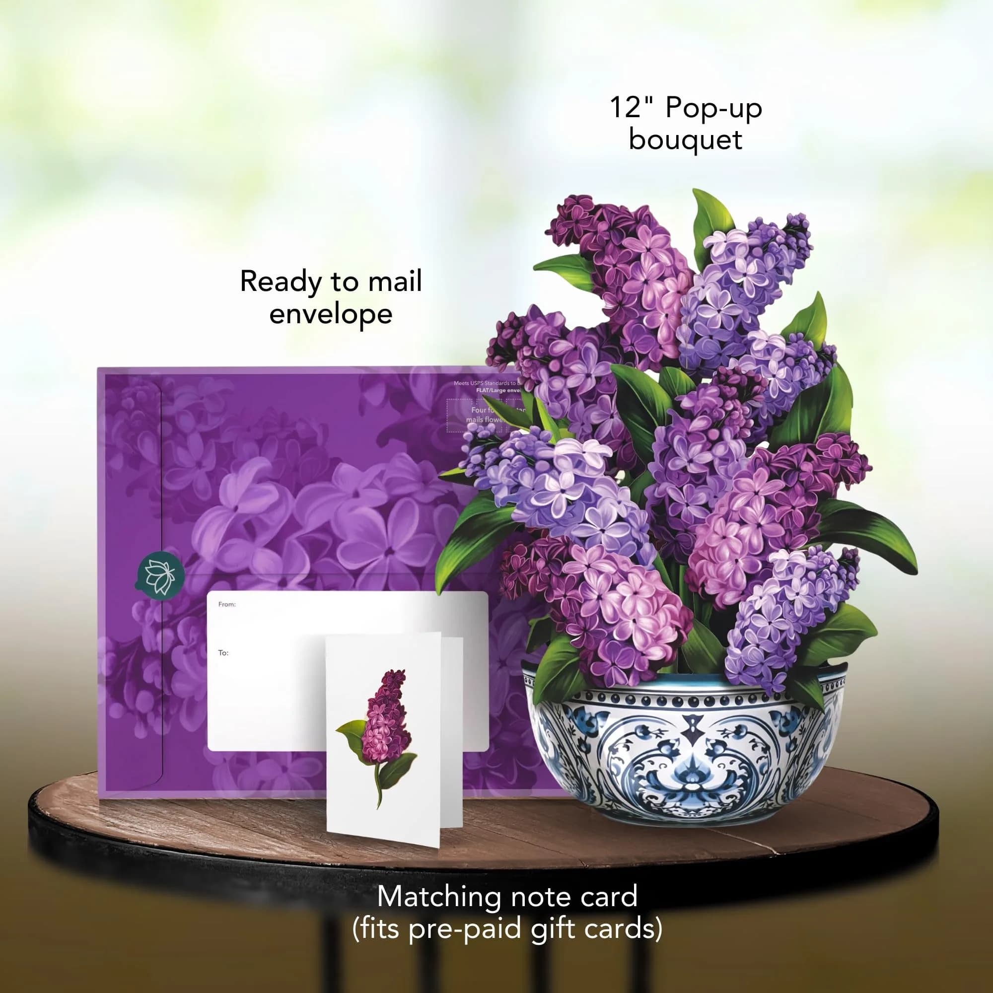 Freshcut Paper Garden Lilacs / Classic Pop Up Card 15.2cm (6 Inch) | Birthday, Thank You, Blank Notecard & Envelope - view 2