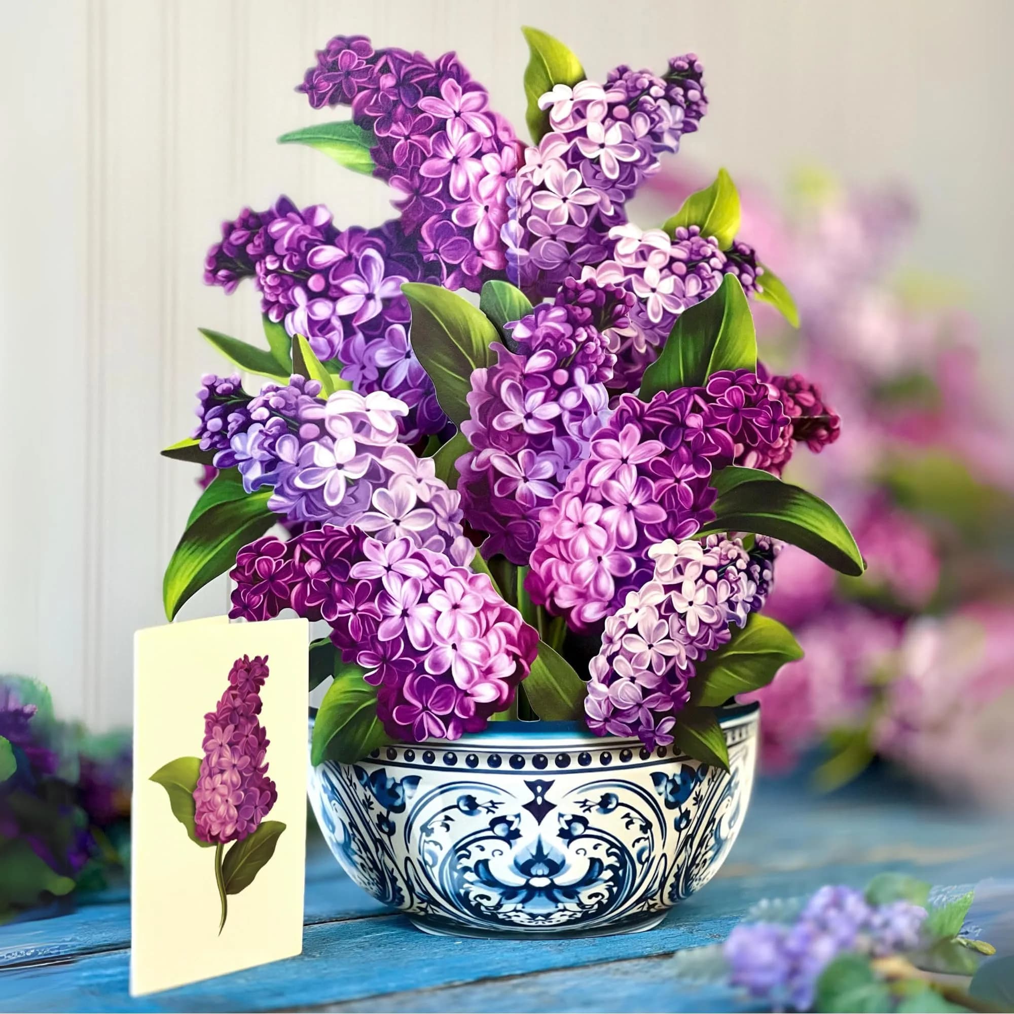 Freshcut Paper Garden Lilacs / Classic Pop Up Card 15.2cm (6 Inch) | Birthday, Thank You, Blank Notecard & Envelope - view 3