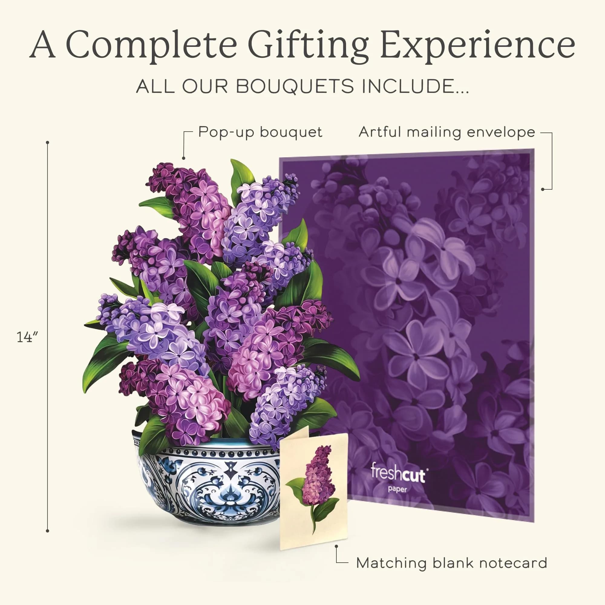 Freshcut Paper Garden Lilacs 3D Pop Up Card 14" x 10.5" | Blooming Art Bouquets - view 4