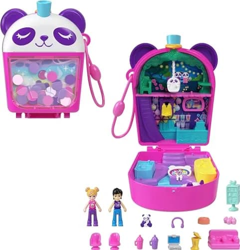 Polly Pocket Bubble Tea Panda Playset with 2 Micro Dolls & Accessories | Compact Animal Toy for Kids 4+ thumbnail 1