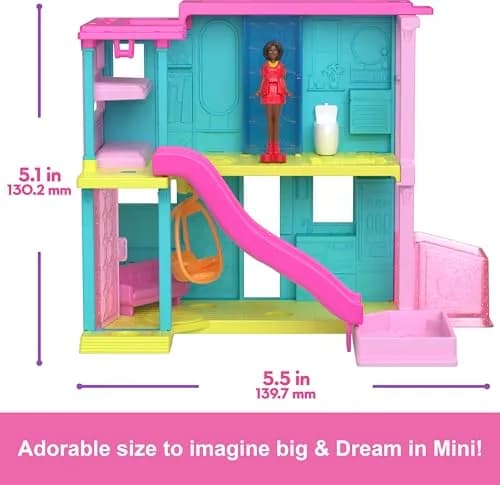 Barbie Mini BarbieLand Doll House Sets, Mini Dreamhouse with Surprise 1.5-inch Doll, Furniture & Accessories, Plus Elevator & Pool | Imaginative Play for Kids 4+ thumbnail 5