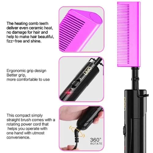 DAN Technology Hair Styling Kit - Hot Comb, Edge Brush, Rat Tail Comb, Bristle Brush for Lace Front Wigs and Black Hair | Healthy, Fast & Long-Lasting (100-450°F) thumbnail 3