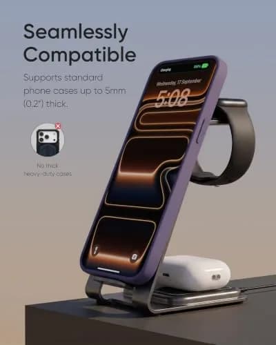 Intoval Aluminum 3 in 1 Wireless Charging Station for iPhone 17 16 15 14 13 12 11 Pro Max XR | Fast, Stable & Durable thumbnail 7